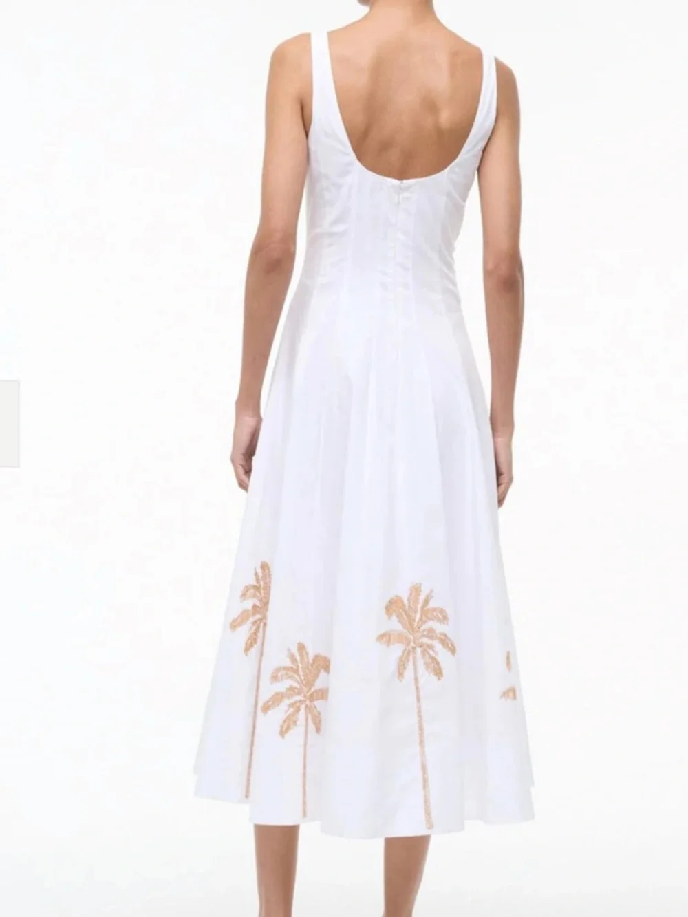 STAUD White Palm-Embroidered Midi Dress - Picture 6 of 7